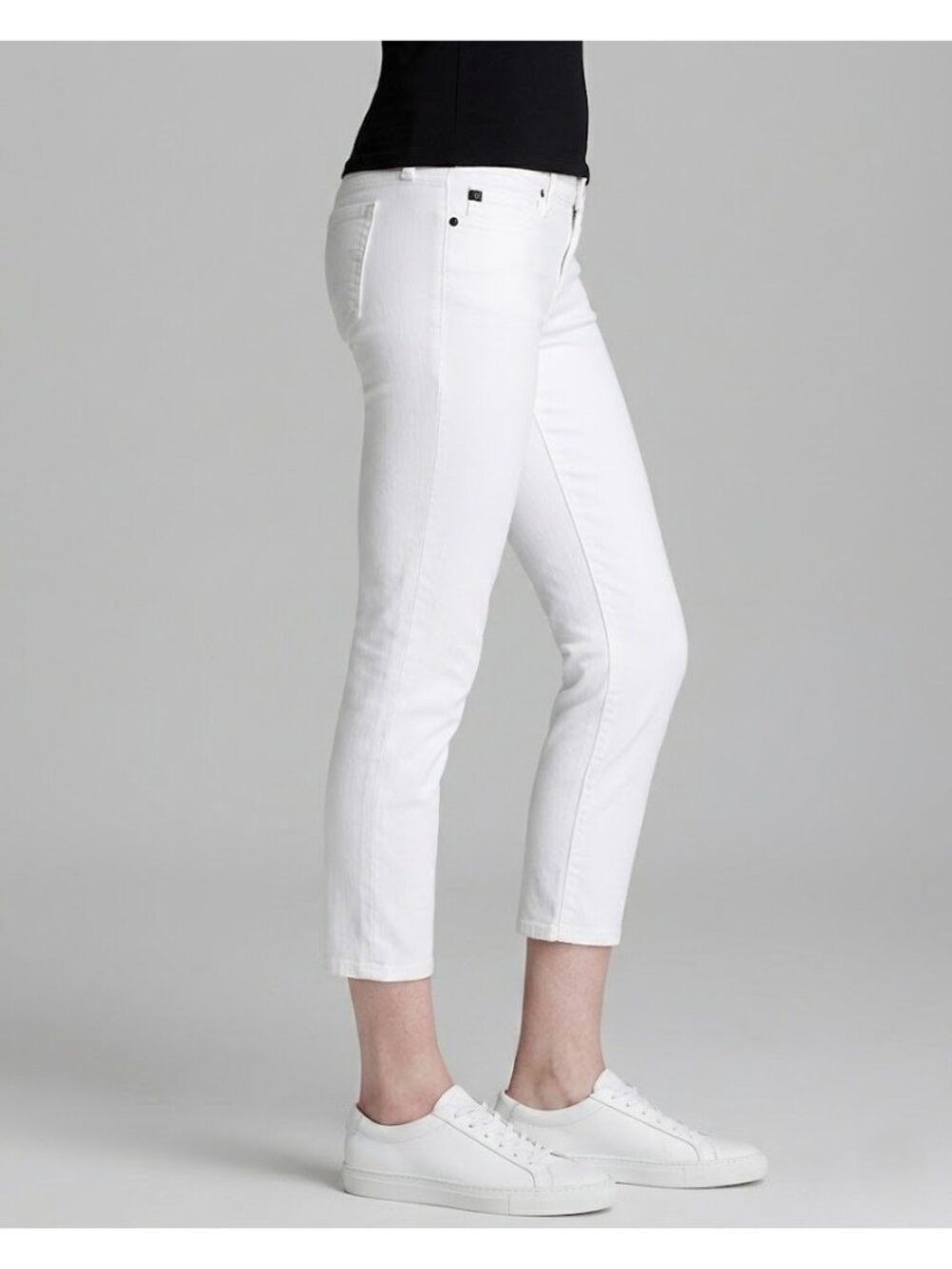 NWT AG Adriano Goldschmied Stilt in White Sateen Cigarette Crop Stretch Jeans 32 - Picture 2 of 8